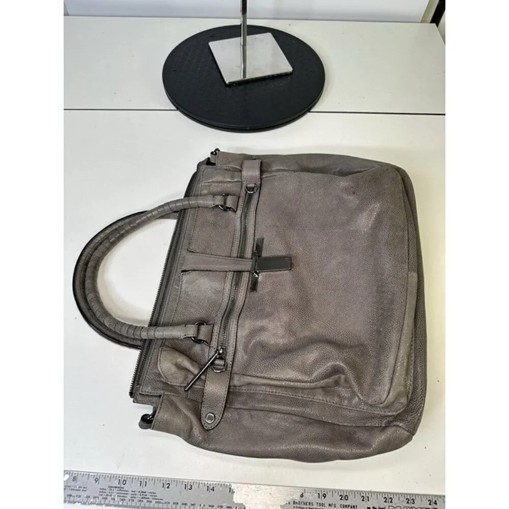 Elliott Lucca Gray Leather Handbag (missing Crossbody Strap)